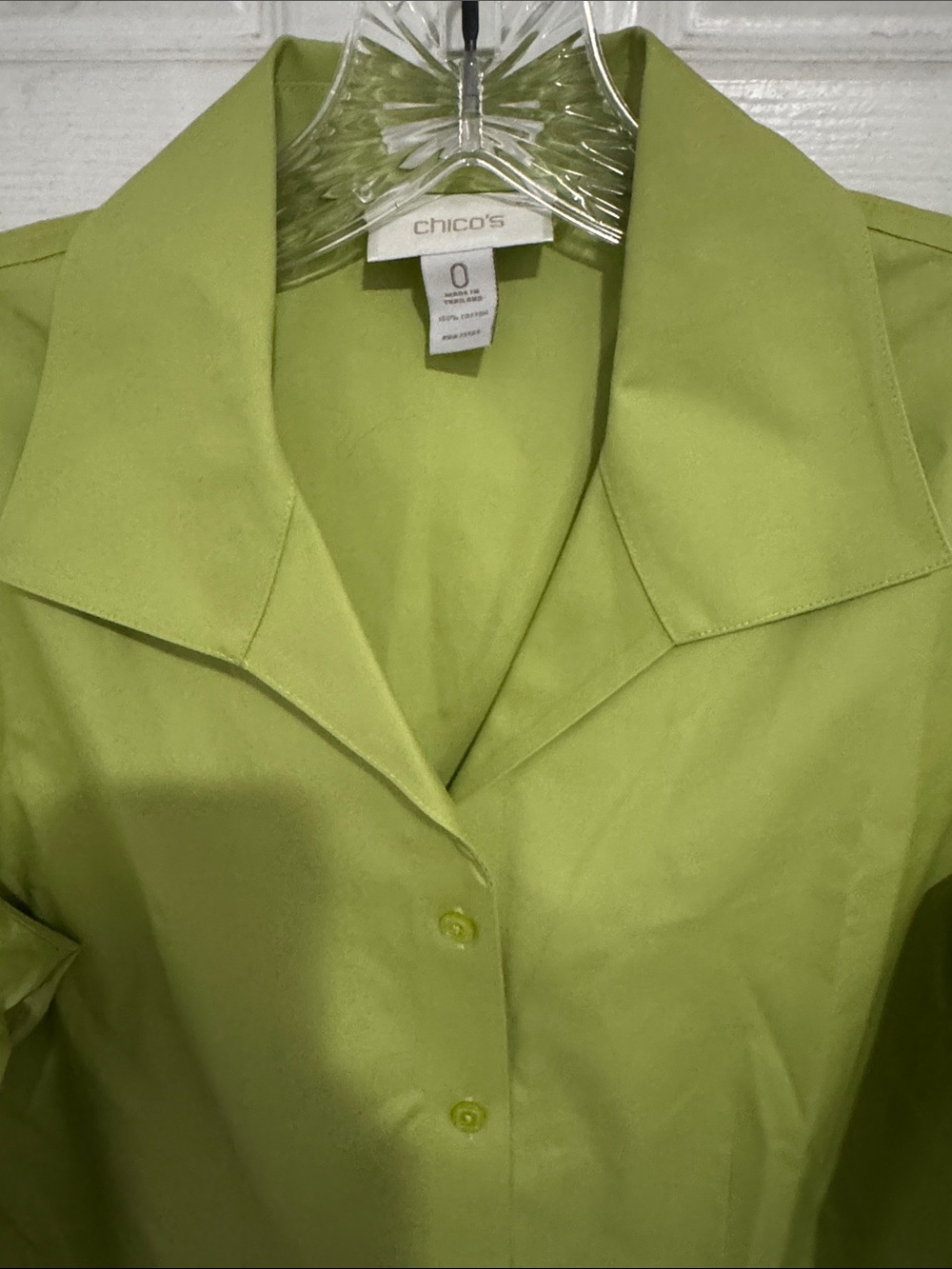 Brand new Chico's Cotton Bright Lime Green Button-Front Blazer 0